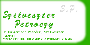 szilveszter petroczy business card